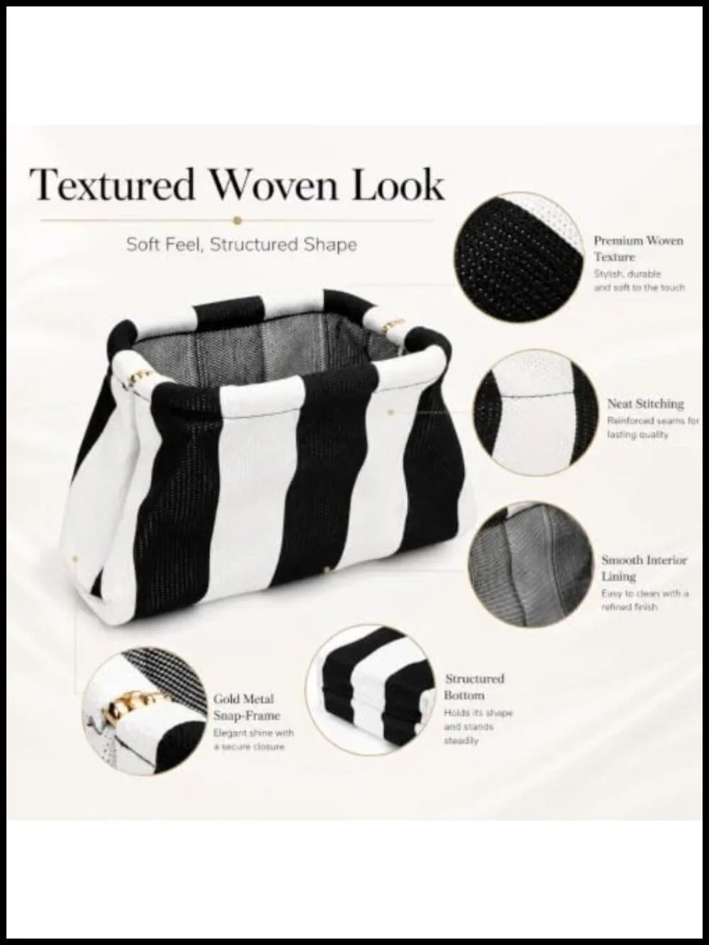 Woven Mahjong Tile Storage Clutch Bag with Snap Closure for American Mah Jongg